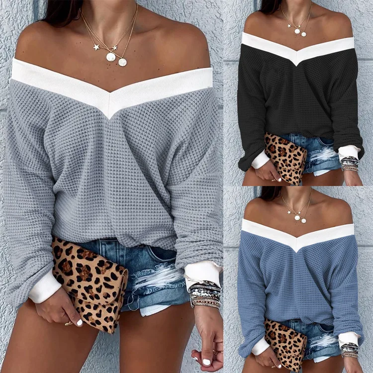 

Women Sexy Off Shoulder Sexy Knitting Sweater Pullover Female Sweater Lantern Long Sleeve Loose Sweater Autumn Winter Jumper