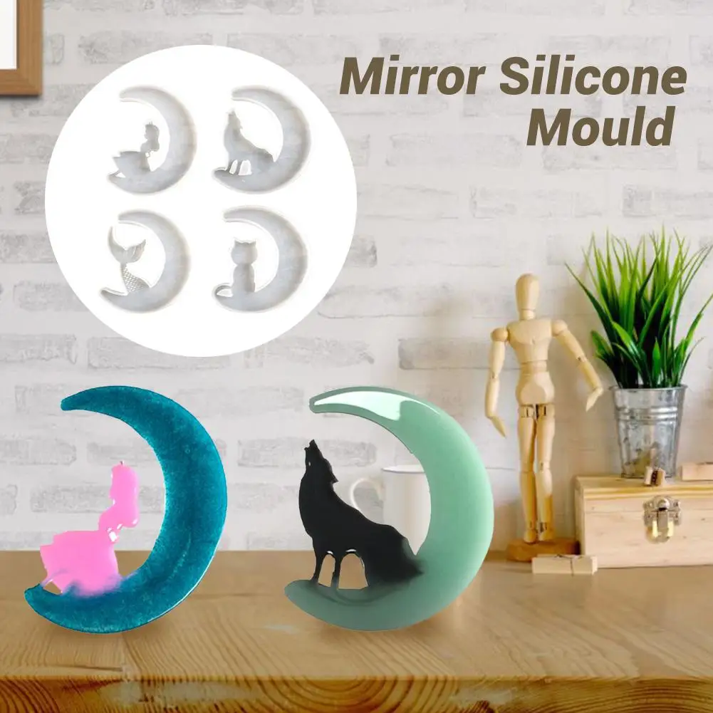 

4PCS/lot Silicone Mould Crystal Epoxy Resin Mold Handmade DIY Crafts Mold Moon Ornament Making Tool