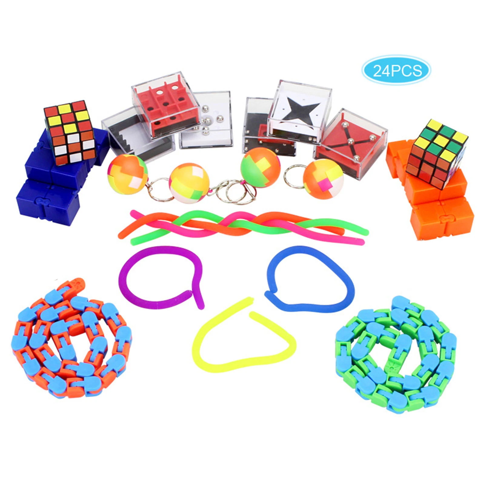 Enlarge 24 IN 1 Fidget Sensory Toys Set Party Favors Fidget Hand Toys For Kids Adults Simple Dimple Fidget Toy