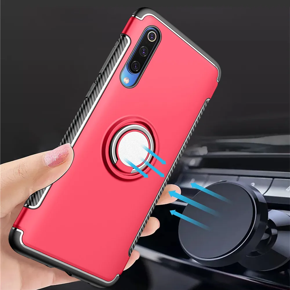 Luxury Armor Case For Xiaomi 9 8 SE 6X 5X A2 A1 Stand Shockproof Finger Ring Cover Note 10 CC9 9T Pro Lite 6 Funda | Мобильные