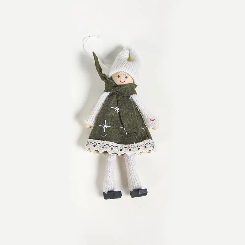 Шерстяная ткань ангел Девочка Кукла рождественские украшения Xmas дерево деревянный подвесной кулон Милые новогодние висячие украшения для домашнего подарка - Цвет: Темно-серый