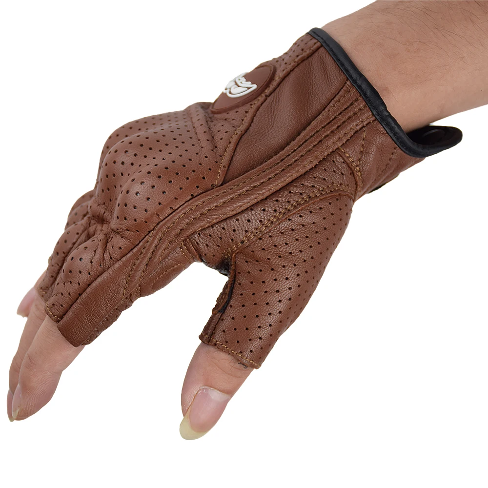 Перчатки мотоциклетные из козьей кожи коричневые винтажные летние 100% |