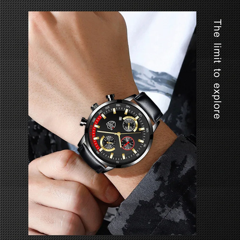 

New fashion men's calendar watch, six-hand multi-function student watch, leisure belt luminous watch