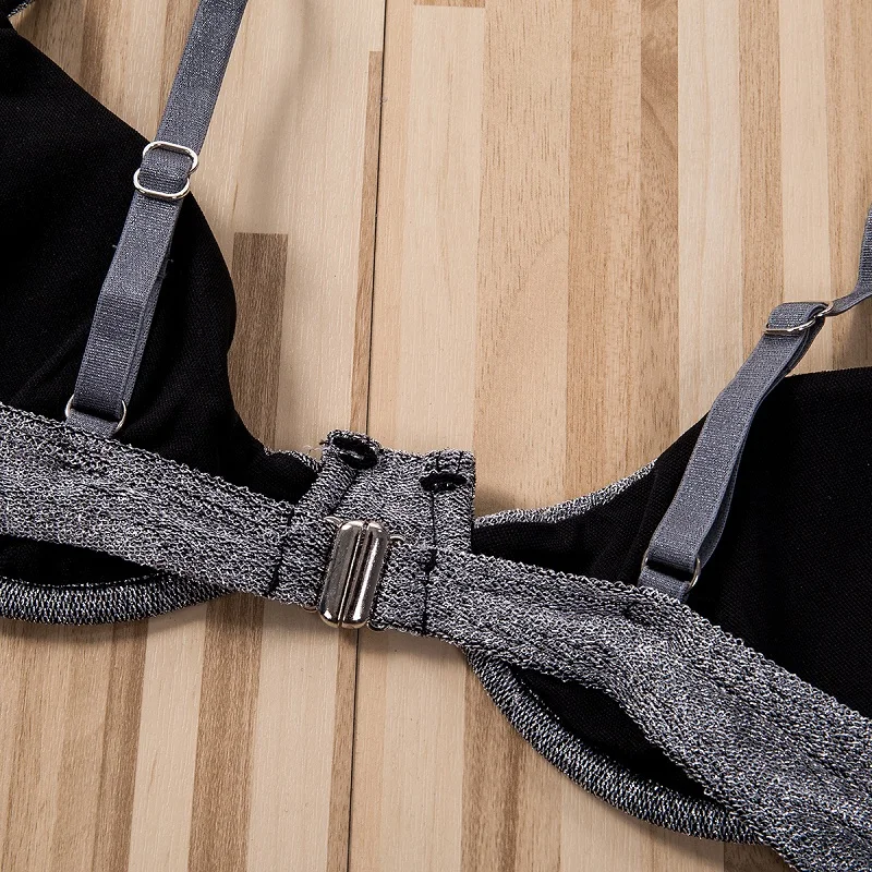 

Women Shining Silver Swimsuits 2020 Push-up Bikini Set Vintage Split Two Pieces Swimsuit Low Waist e Swimwear