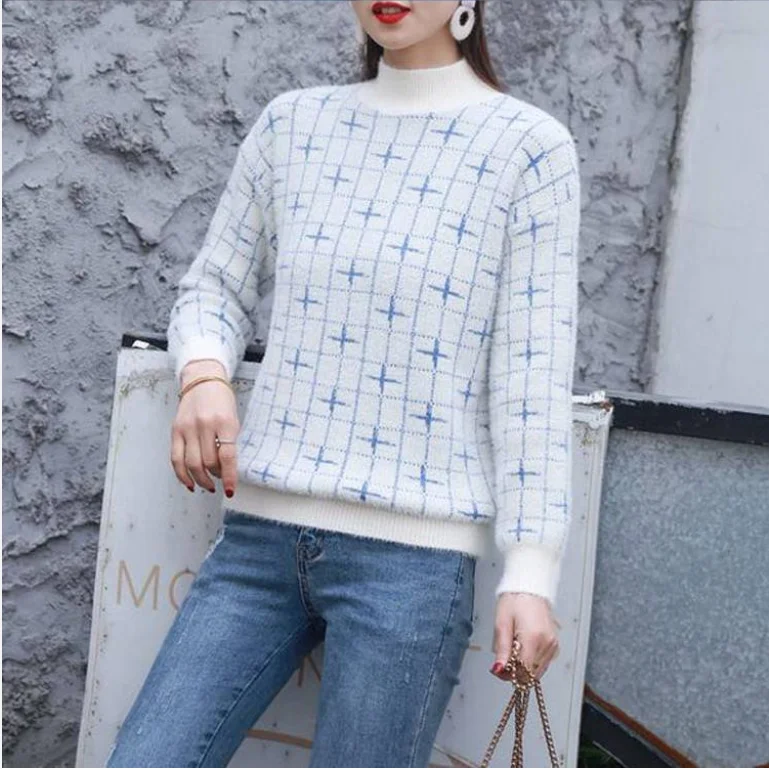 Женский модный пуловер зимний и осенний однотонный Повседневный вязаный свитер