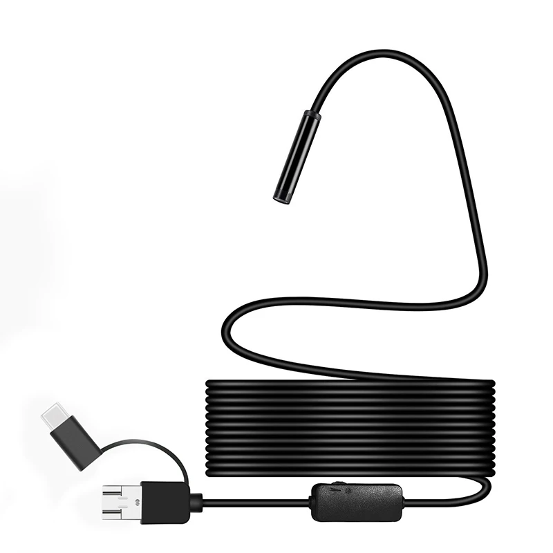 Тип C USB эндоскоп Камера 3 в 1 8 мм IP68 Водонепроницаемый змея с светодиодный 10 м
