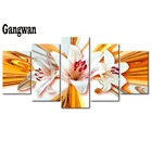 5D круглая Алмазная вышивка сделай сам, белые цветы лилии, алмазная живопись, вышивка крестиком, мозаика, квадратные Стразы, 5 шт., искусство