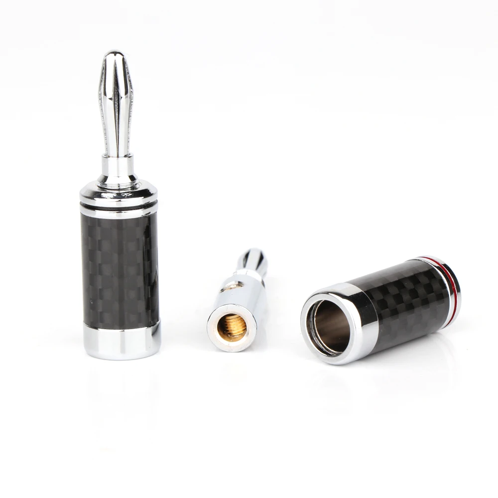 4PCS Rhodium plated Carbon fiber banana plug Speaker Cable Banana Terminal | Электроника