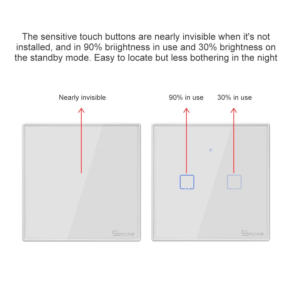 Умный выключатель SONOFF T2 UK T3 настенный стеклянный сенсорный с поддержкой Wi Fi