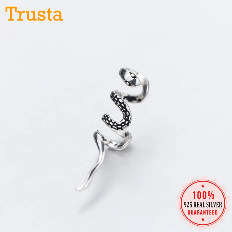 Trusta, 925 пробы, тайские серебряные серьги-манжеты в виде змеи, клипсы, женские модные серьги без серьги в стиле пирсинга, ювелирные изделия DS1190