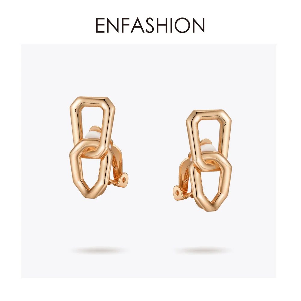 ENFASHION панк звеньевая цепочка, серьги-манжеты на клипсах для женщин, рок серьги без пирсинга, Букле д 'ореиль Femme EC191048 - Окраска металла: Rose gold color