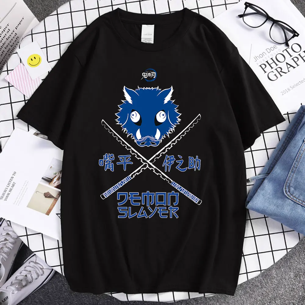 

Japan Anmie Demon Slayer Kimetsu No Yaiba Hashibira Inosuke Cosplay T-shirt Cartoons T-shirt Unisex Casual Tops