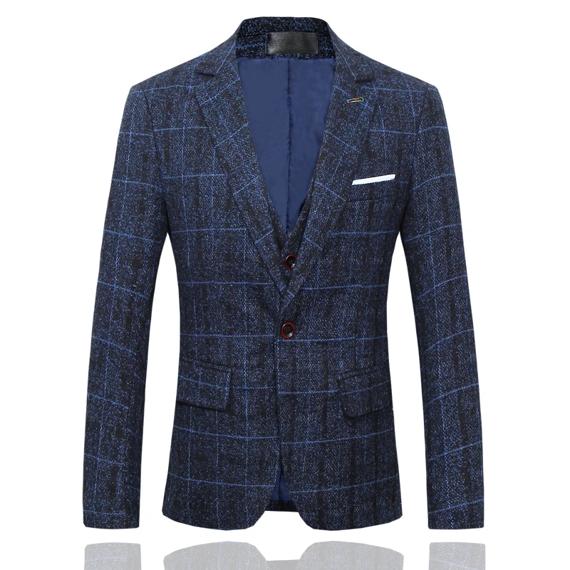 

Spring and Autumn Men Blue Blazer Jacket Slim Design Mens Suit Jackets Asia Size S M L XL XXL XXXL 4XL 5XL Mens Dress Coats