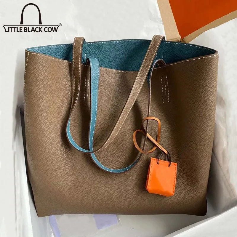 

Женская сумка из натуральной кожи, вместительная сумка-шоппер, новинка 2021, однотонные повседневные сумки-тоуты, женская уличная сумка на пл...