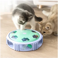 automatic smart cat toy electric interactive turntable rotate ball toy for kitten cat play led light cat game teaser feather toy