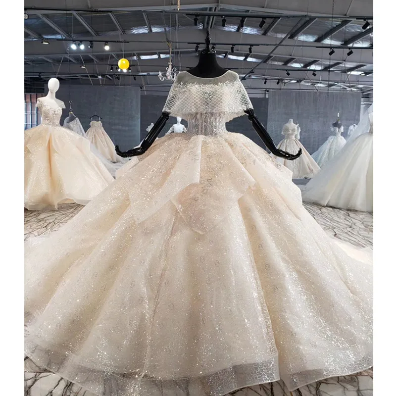 

BGW 31910ht Peplum Bead Pearl Wedding Dresses Applique Lace Up Back Women Dress Wedding Glitter Свадебное Платье