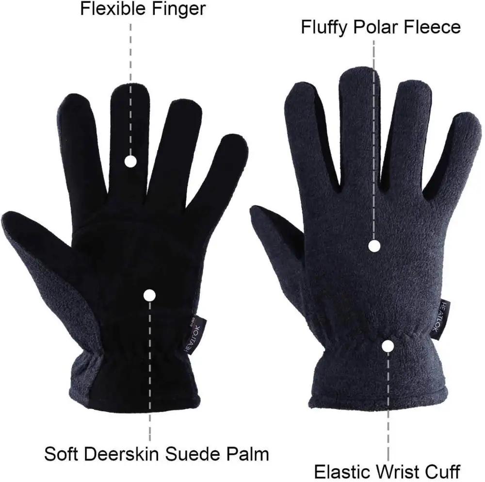 Зимние лыжные перчатки из натуральной оленьей кожи спортивные теплые и флисовые