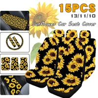 3d sunflower full coverage car seat steering wheel cover foot mat universal anti slip cushion for toyota vw bmw peugeot hyundai