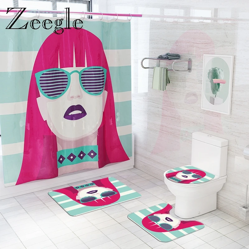 

Набор ковриков для ванной и душа в современном стиле, фланелевый ковер для ванной комнаты, впитывающий U-Образный Коврик для туалета и неско...