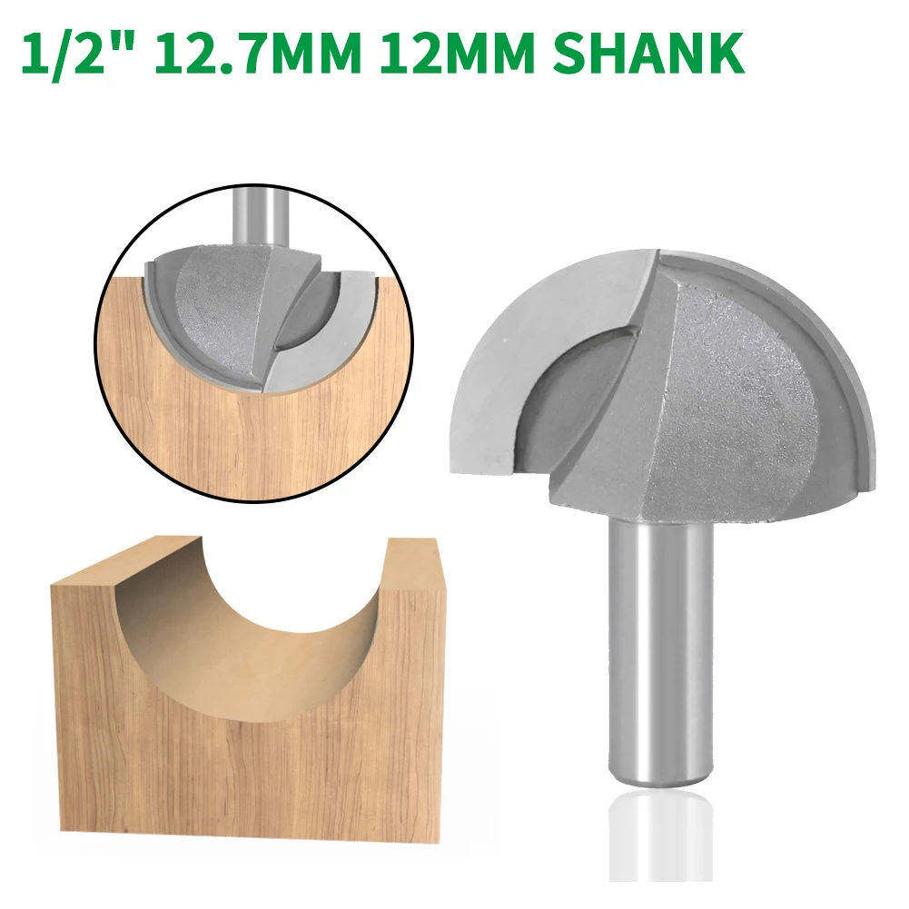 

1PC 1/2" 12.7MM 12MM Shank Milling Cutter Wood Carving Core Box Router Bit 1/4 Radius Round Bottom Knife For Woodworking Cutter