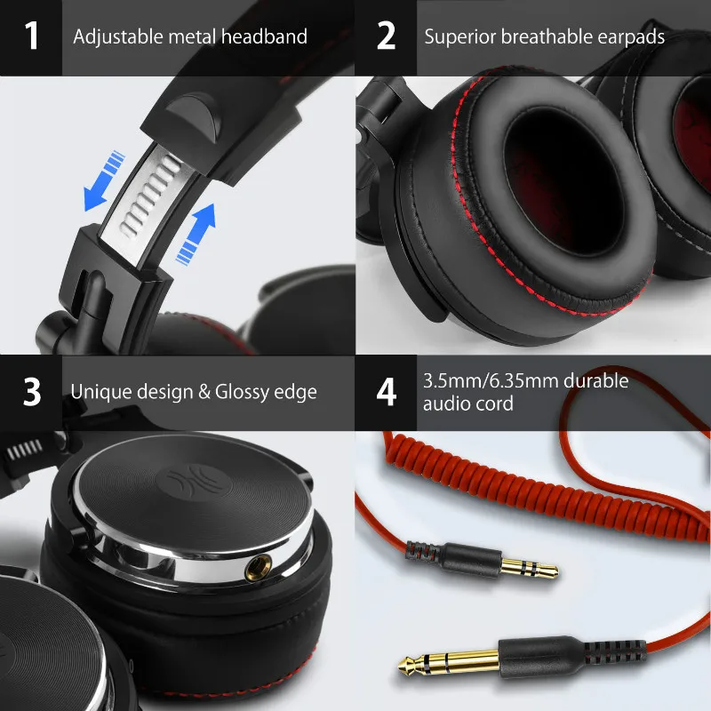 Проводные профессиональные студийные DJ наушники с микрофоном накладные Hi Fi