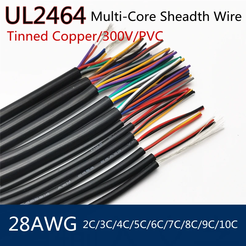 Провод с покрытием UL2464 длиной 2/5 м провод 28awg 2 3 4 5 6 7 8 9 10 ядер изолированный