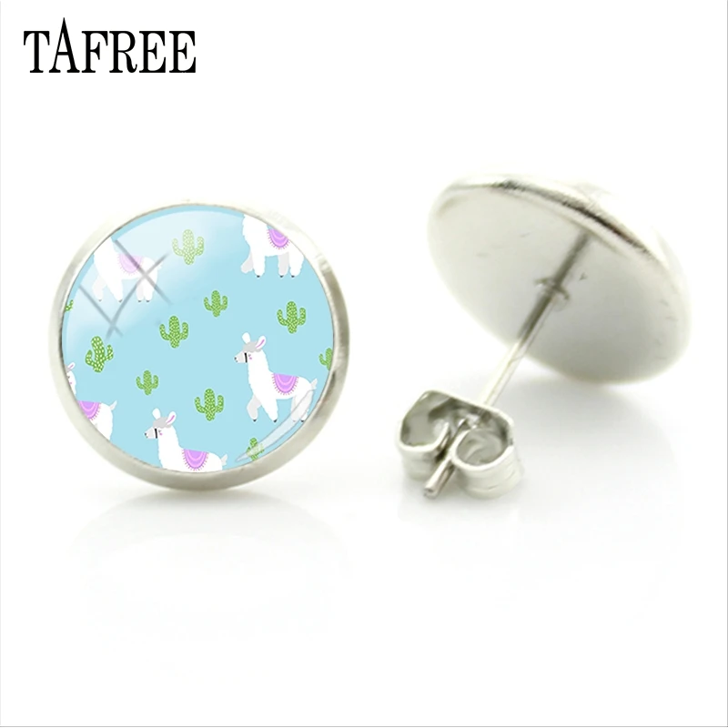 Синие серьги TAFREE с ламой без драпировки Модные животные булавкой безопасности