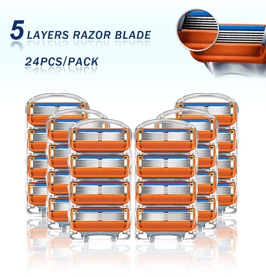 Replaceable Blade Fit Fusion 5 Proglide Proshield Layers Manual Shaving Safety Razor Blades For Men Cassettes | Красота и здоровье