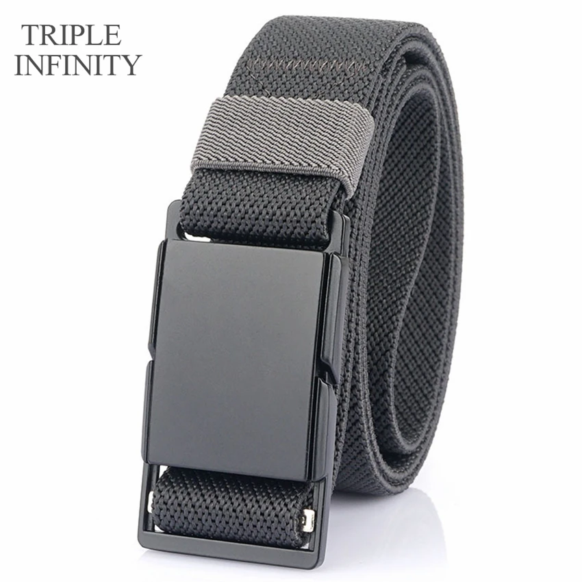 Ремень мужской с металлической магнитной пряжкой удобный нейлоновый пояс