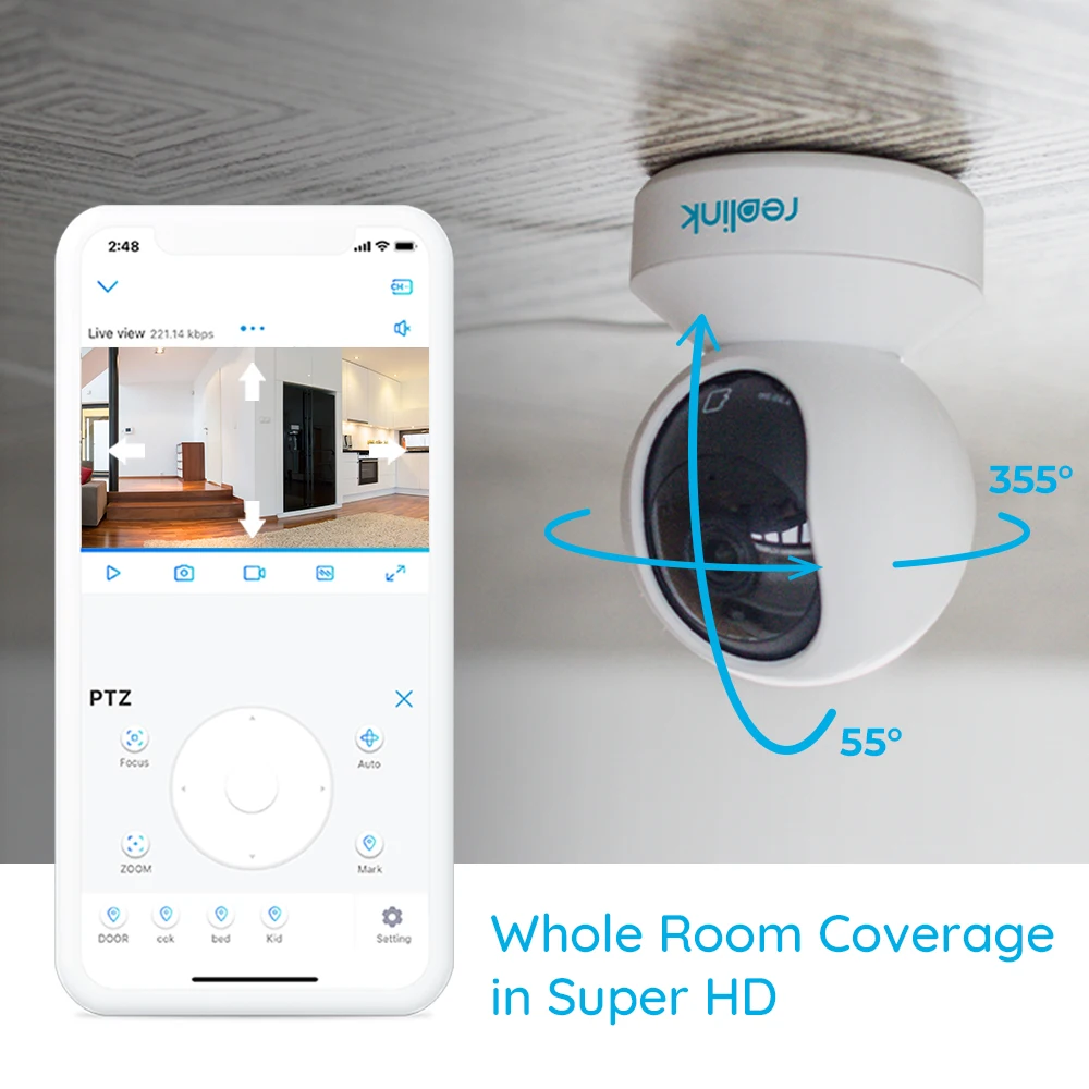 Reolink, 3MP, Full HD, панорамирование/наклон, wifi камера, белый, детский монитор, 2,4G, домашняя, для безопасности, видео, IP камера E1