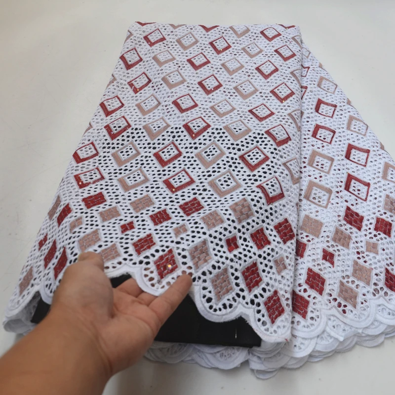 

2019 African Lace Fabric Nigeria Water Soluble Lace With Stones And High Quality Cord Embroidery 5/Yards Wedding dresses