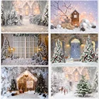Фон для фотосъемки зимние снежинки Страна Чудес рождественское Окно Снег фон деревянный дом Декор фоны для фотостудии