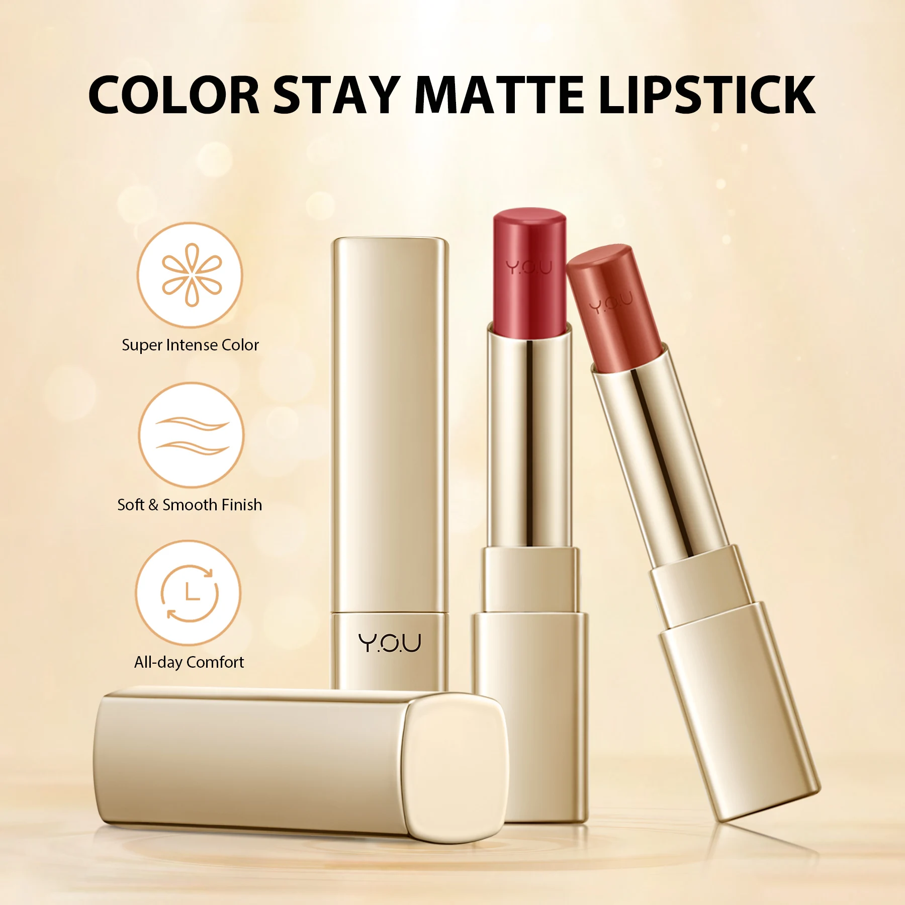 

YOU The Gold One Color Matte Lipstick Super Creamy Matte Lipstick Waterproof Long Lasting Soft Velvet Lipstick Korean Cosmetics