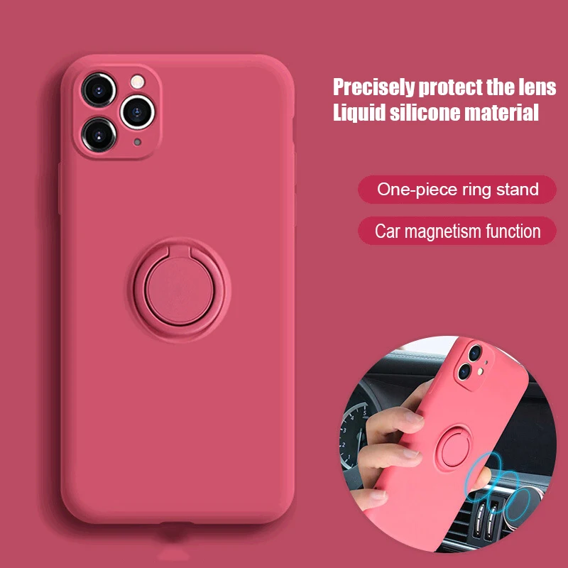 

Luxury Silicone Case for Coque iPhone 11 6 6S 7 8 Plus X XS Pro Max Capas Liquid Silicone Fundas for iPhone 12 Pro with Holder