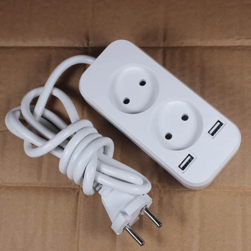 Новинка 2019 2 розетки европейский удлинитель USB 5 в а с кабелем диаметром 1 м цвет