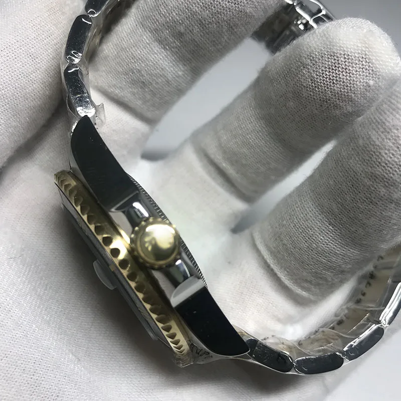 Золотые с керамическим ободком Мужские механические часы из нержавеющей стали