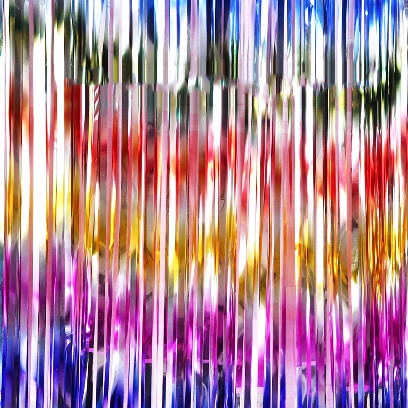 

1*2M Decoration Curtain Foil Fringe Curtain Rainbow Tinsel Backdrop Decoration Glitter Curtain Wedding Party Safety Convenient