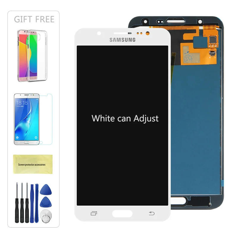 White Adjust J7 дисплей для samsung Galaxy J7 J700 ЖК-дисплей+ сенсорный экран дигитайзер в сборе для samsung J700 J700F J700M lcd - Цвет: White Adjust