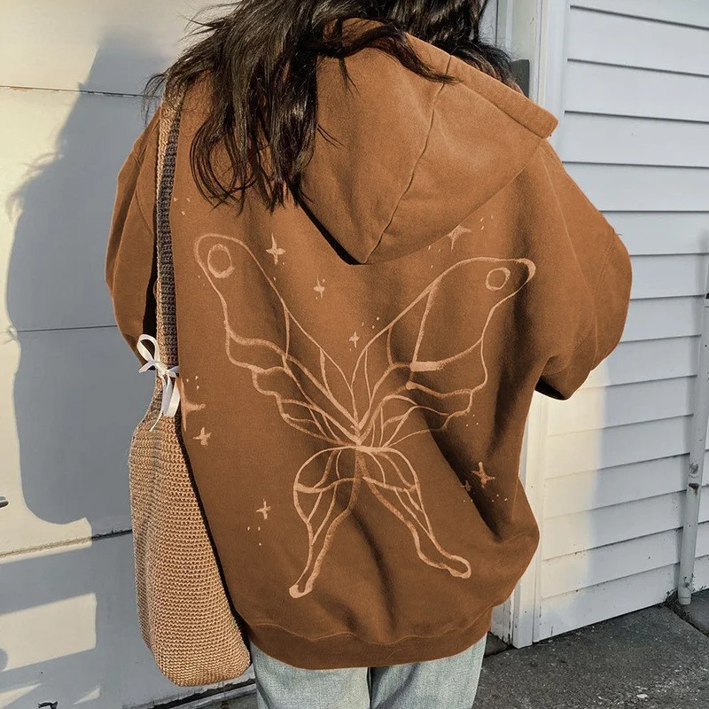 

Autumn Winter Print Long Sleeve Hoodies Women Y2K Sweatshirts Oversized Casual 90s Loose Jackets Vintage Fashion 2021