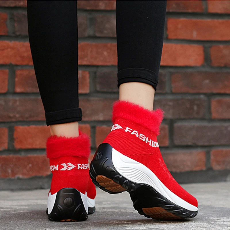 Женская обувь ботильоны на платформе женская зимняя меху теплая сапоги до