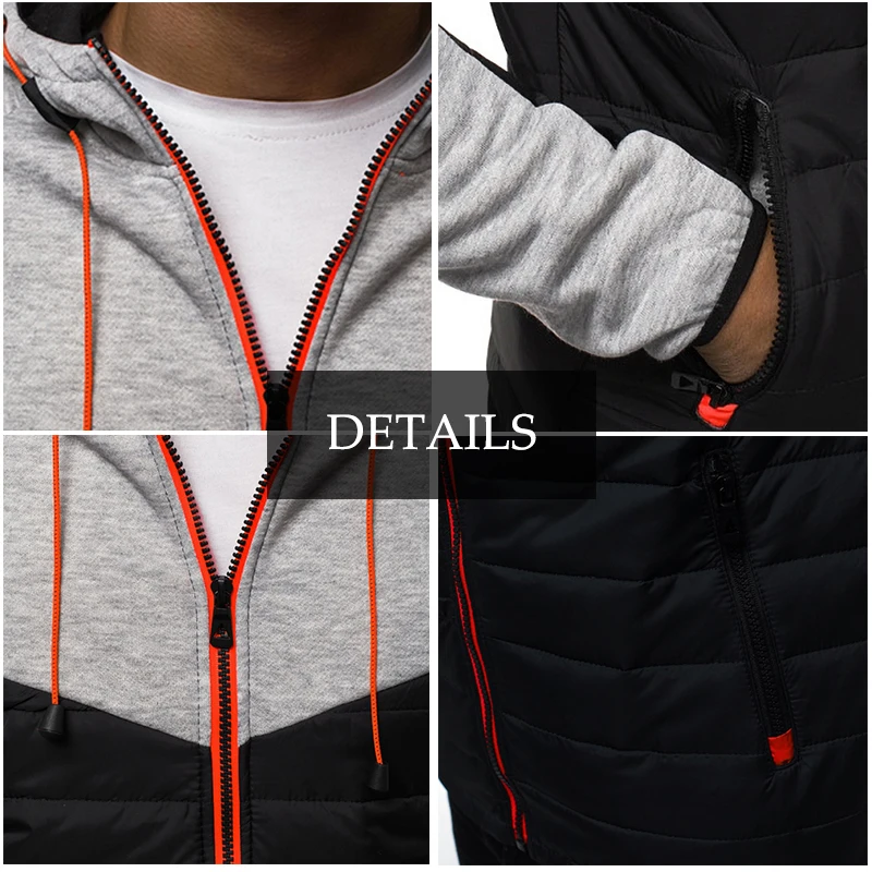 Men's Jacket Hoody Zipper Coat Waterproof Outwear Male Warm Cotton Overcoat Windbreaker Thicken Jacket Man Clothing Winter