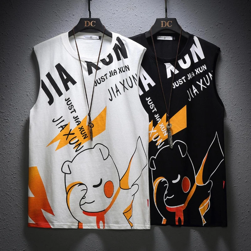 

Summer Men's Tank Top Fashion Streetwear Print Cartoons Vest Men Casual Hip-Hop Men Clothing Sweatshirt Sleeveless Tank Top Men