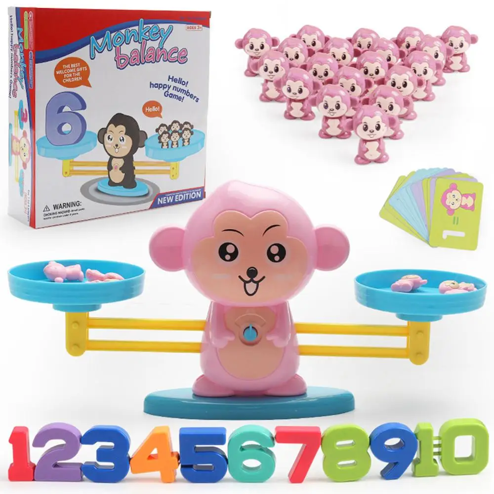 monkey Игра для матча, настольные игрушки, слон, Пингвин, балансирующая шкала, балансировка номера, настольная игра для детей дошкольного возраста, математика, рождественские подарки - Цвет: monkey