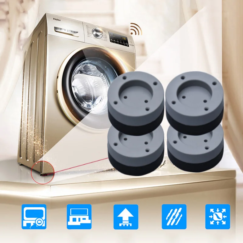 

4 Pcs Washing Machine Refrigerator Mute Rubber Mat Anti Vibration Anti Shock Pad SASI