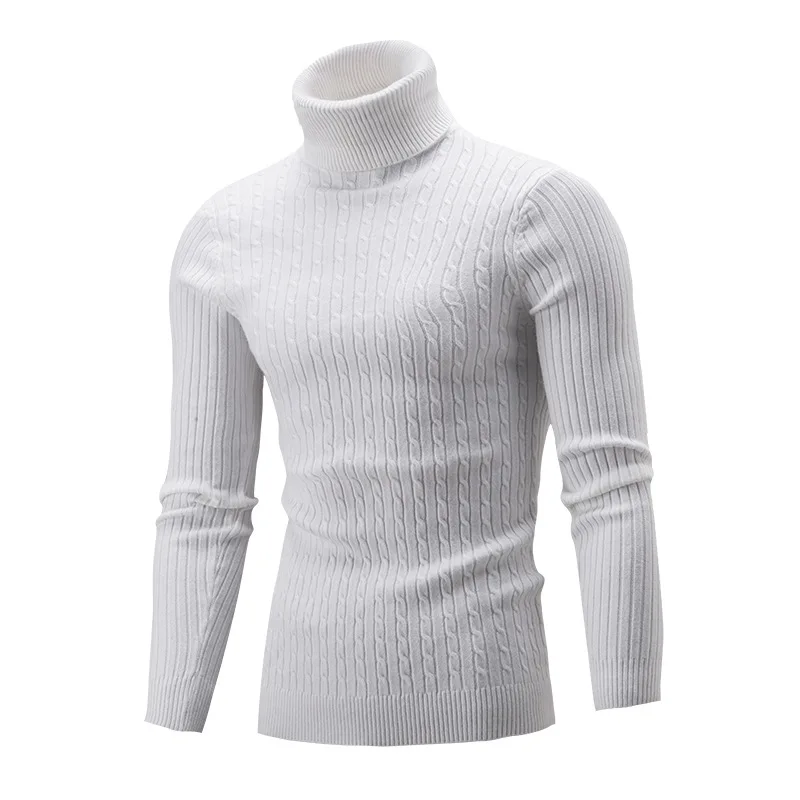 

FAKUNTN Men's Turtleneck Sweater New Autumn Winter Solid Color Sweater Casual Sweater Slim Fit Brand Simple Knitted Twist