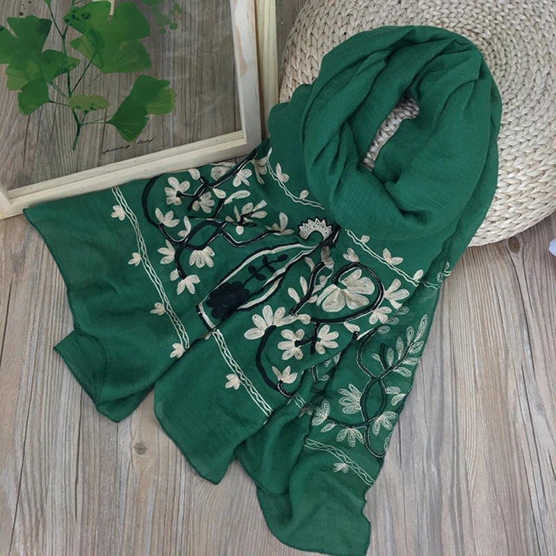 1 шт. вышитый шарф Женская Винтажная летняя Пашмина хлопковые шали и накидки
