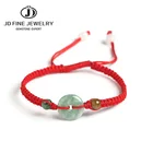 Природный нефритовый Изумрудный браслет JD, регулируемая длина, очаровательные ювелирные изделия, браслет ручной работы для женщин