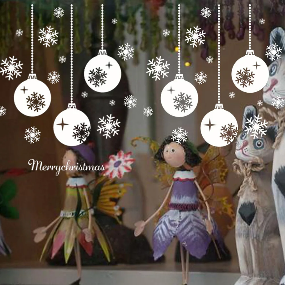 

43*73cm Christmas Casement Stickers Snowflake Light Christmas Window Glass Room Decoration Wall Sticker