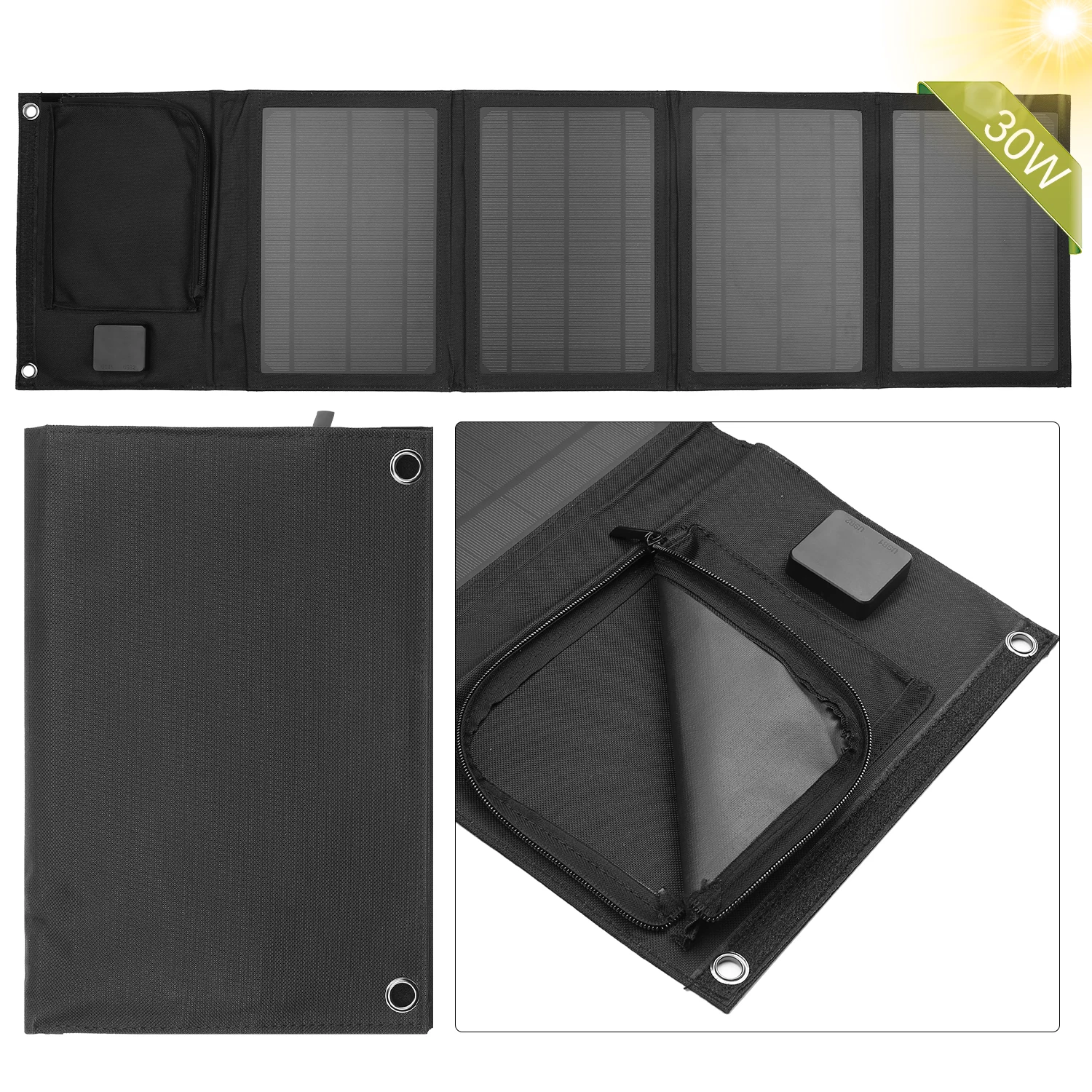 30 Вт складной Панели солнечные зарядные устройства с двойным 5V Порты USB для