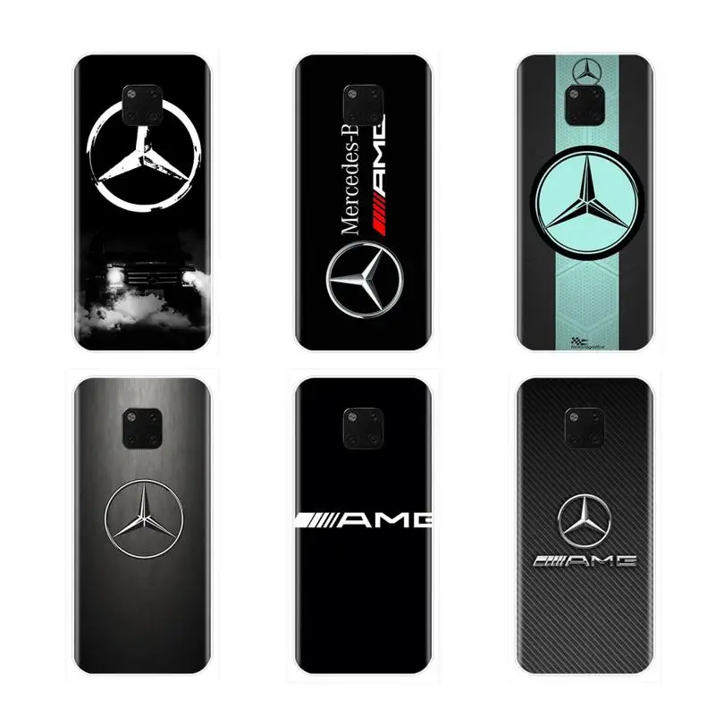 Mercedes AMG немецкий автомобильный роскошный мягкий чехол для телефона Huawei Y6 Y7 Y9 Prime